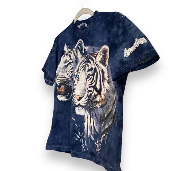 Unisex Vintage Y2K Aquarium Tie Die White Tigers White Stitch T Shirt Size Small - Picture 16 of 16